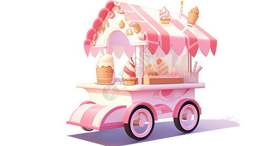 甜品站雪糕车3D插画