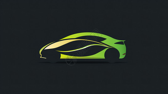 简约汽车背景新能源汽车图标插画