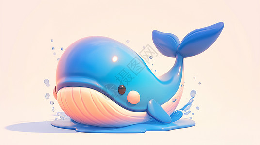 昂卡一头蓝色的卡通鲸鱼插画