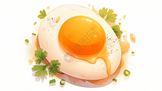 含铁的食物诱人的卡通煎鸡蛋插画