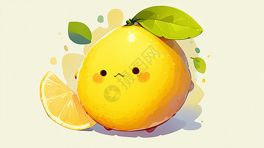 浅黄色 可爱的卡通柠檬背景图片