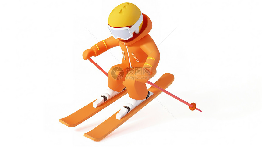 滑雪动作3D人物立体图片