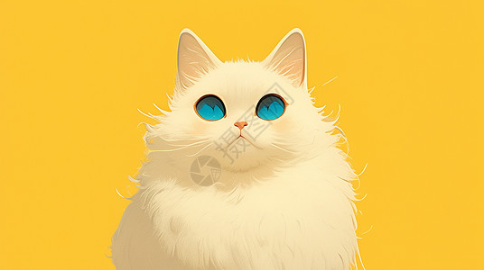 黄色猫长毛白色可爱的卡通小猫插画
