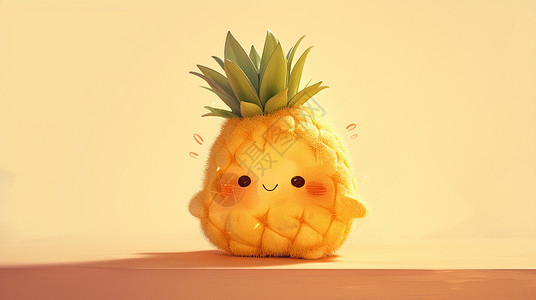 微笑的可爱卡通菠萝插画