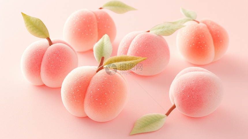 粉色清新可爱的桃子图片
