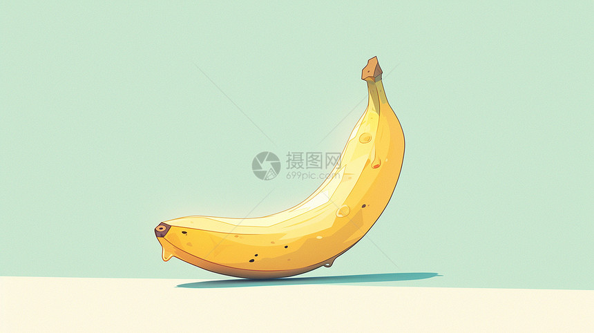 浅黄色的简约精致的卡通香蕉图片