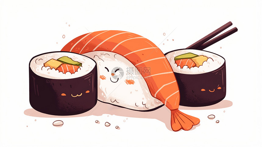 简约可爱的寿司图片