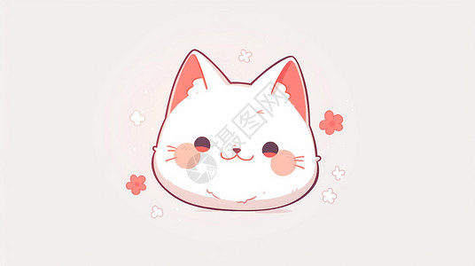 猫头对话框微笑可爱的卡通小猫插画