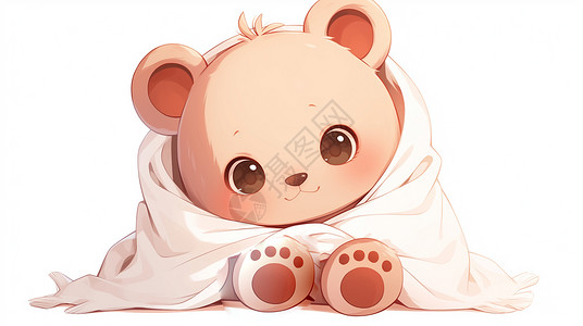 裹着被子的孩子裹着被子的可爱卡通小熊插画