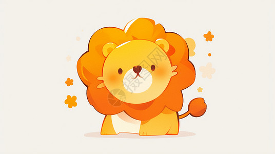 挑起来小狮子黄色可爱的卡通小狮子插画