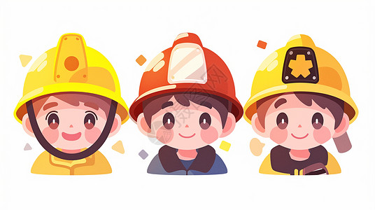 女消防可爱的消防员插画