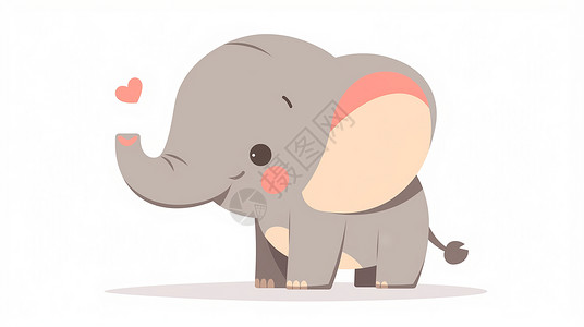 长幅长鼻子可爱的小象插画