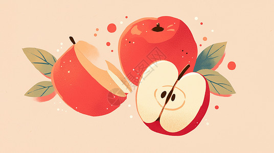 苹果红苹果水果美味诱人的卡通苹果插画
