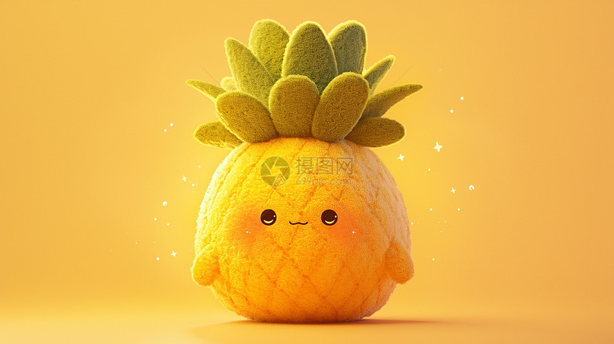 羊毛毡可爱的卡通菠萝图片