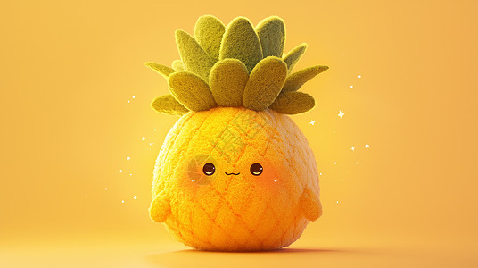 羊毛毡可爱的卡通菠萝背景图片