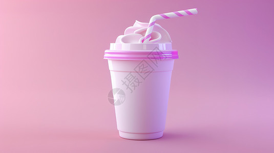 煮奶茶饮料3D图标插画