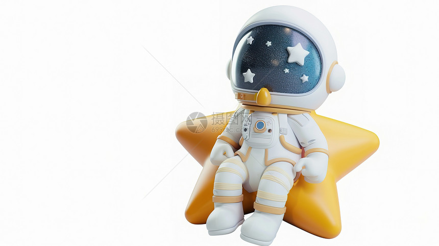 可爱的宇航员坐在星星图片