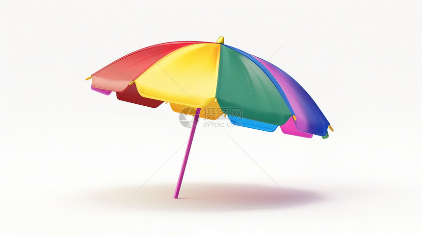 沙滩彩色太阳伞3D图标图片