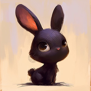罗小黑可爱的卡通小黑兔插画