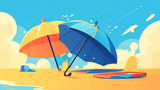 彩色的伞一把卡通太阳伞插画