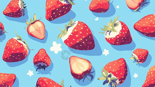 粉红色美味的卡通草莓背景背景图片