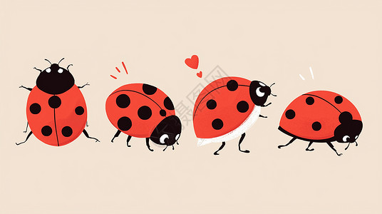 红色瓢虫红色的卡通七星瓢虫插画