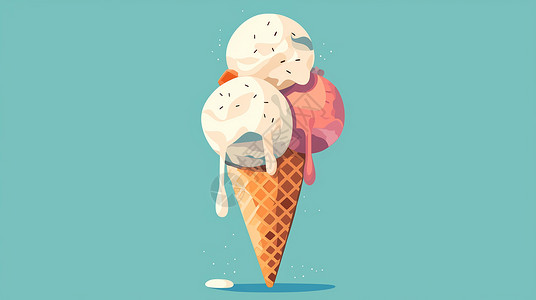 冰激凌甜品美味的卡通冰激凌插画