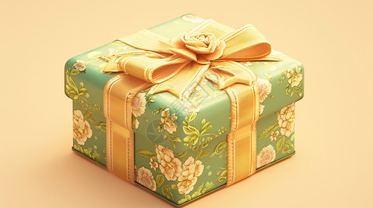 绿色复古风卡通礼物盒背景图片