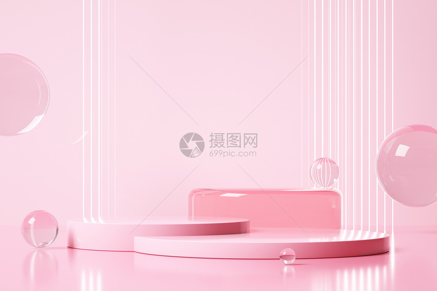 粉色玻璃展台图片