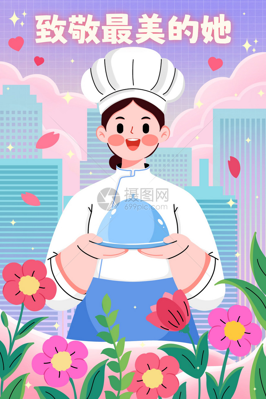 致敬女性母亲插画图片