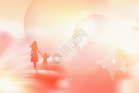 小朋友打伞温馨母亲节背景设计图片