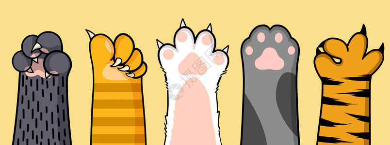 抬起爪子可爱猫咪爪子手势插画插画