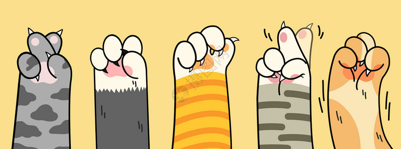 抬起爪子的猫可爱萌萌哒猫咪爪子手势插画插画