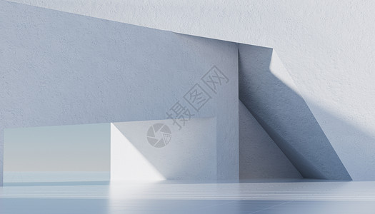 人造湖白色大气建筑空间场景设计图片