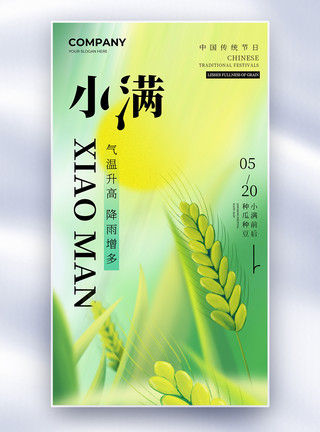 稻子丰收中国传统二十四节气小满时节全屏海报模板