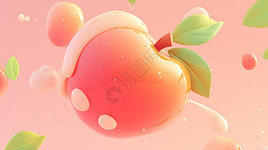 桃子桃粉色卡通水果插画