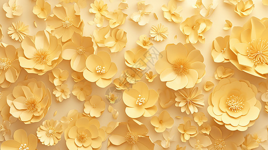 麻色立体盛开的色黄色花朵插画