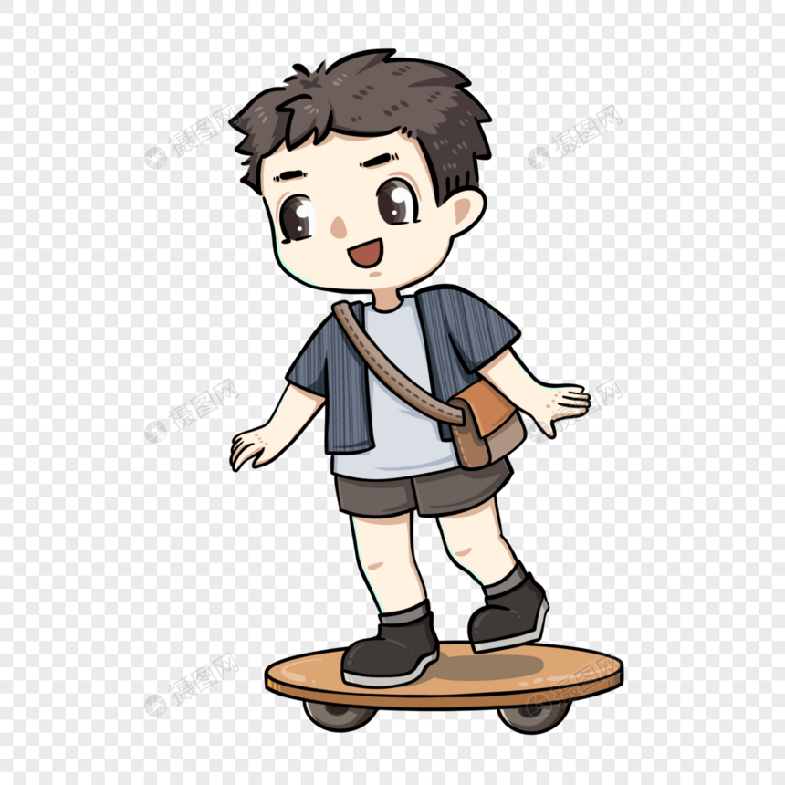 儿童节开心玩滑板的小男孩图片