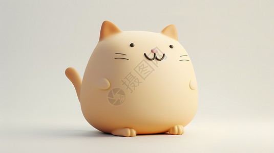 胖图标胖呼呼的小猫3D图标插画