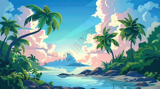 夏日海岛度假背景图片