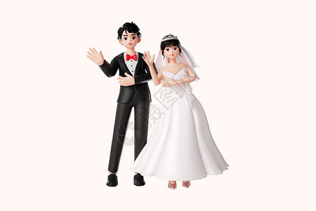 婚纱照情侣3d情人节欢迎情侣插画