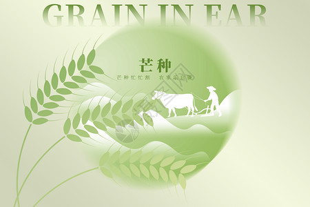 芒种创意芒种绿色创意小麦设计图片