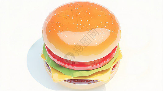 汉堡包早餐3D图标插画