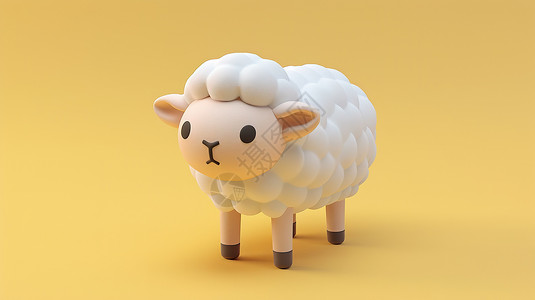 可爱小绵羊小绵羊3D图标插画