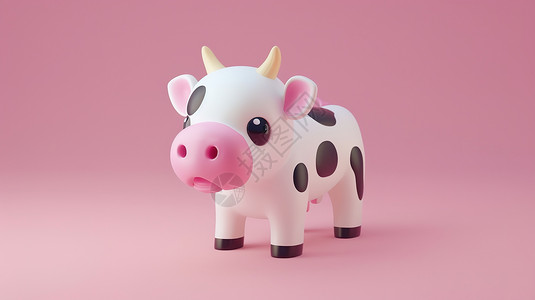 卡通奶牛奶牛3D图标插画