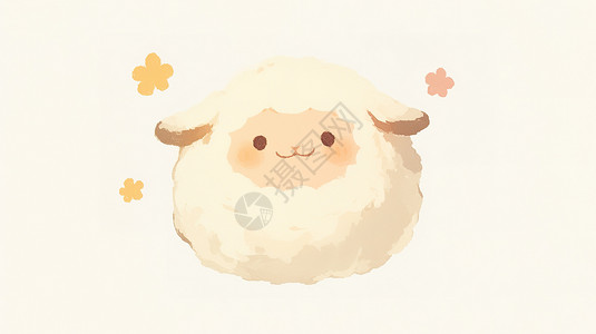 超级可爱绵羊可爱的绵羊图标插画