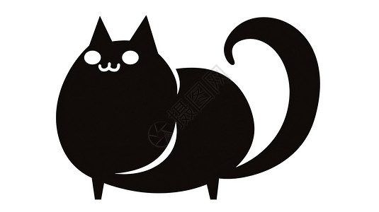 黑白首页可爱的肥猫图标插画