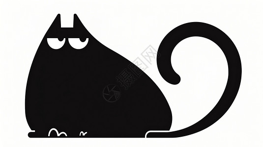 黑白首页可爱的肥猫图标插画