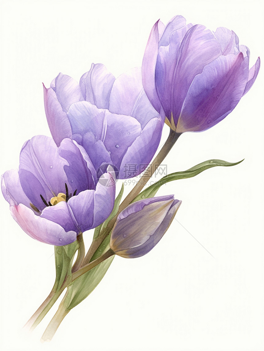 紫色优雅漂亮的卡通花朵图片