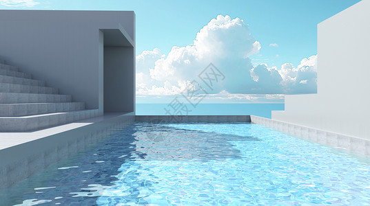 外墙别墅创意泳池场景设计图片